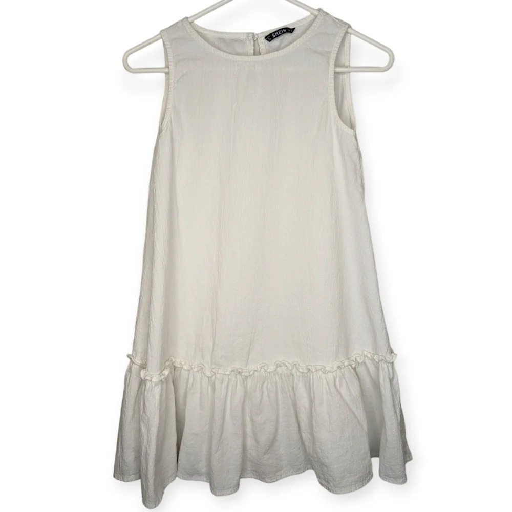 SHEIN 100% Cotton Sleeveless Ruffle Hem Dress Women Extra Small